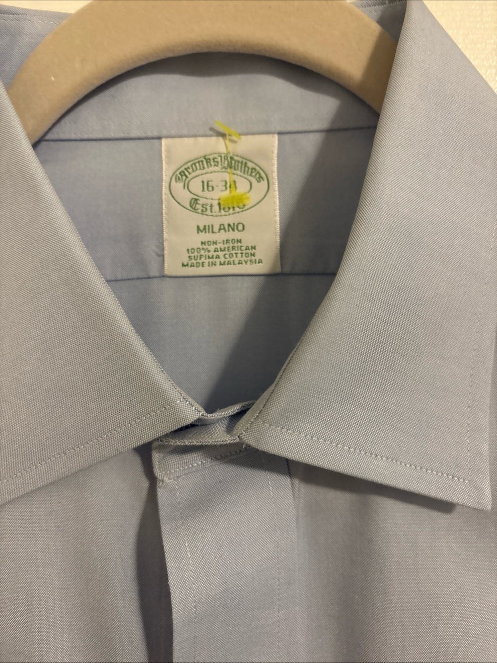 Brooks Brothers Milano Light Blue Men's Dress Shirt - Classic Collar Sz 16-34